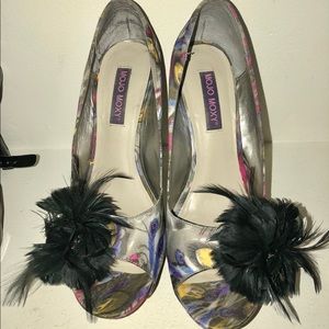 Women’s Multicolor Feather Peep-toe Heel